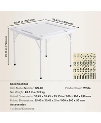 Sugift Folding Mahjong Table 4-Player Square Table with Cup Holders