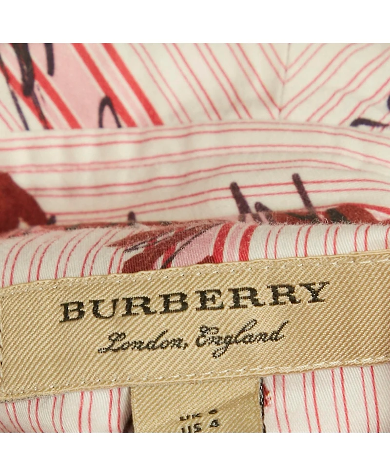 Pre-Owned Burberry Women's Pink Scribble Printed Cotton Belted Shirt Dress