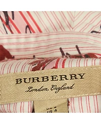 Pre-Owned Burberry Women's Pink Scribble Printed Cotton Belted Shirt Dress