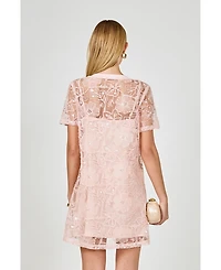 endless rose Women's Sequins Embroidery Mesh Dress