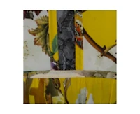 Pre-Owned Roberto Cavalli Women's Yellow Printed Silk Lace Detail Halter Top