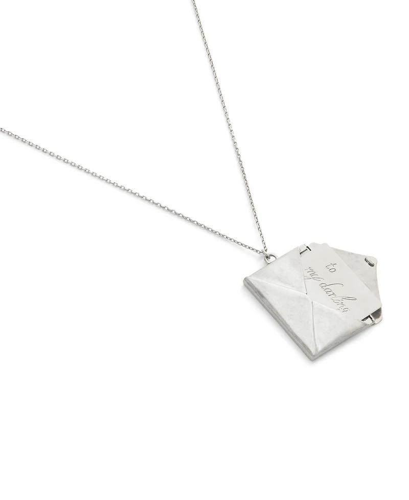 Coach Antique Silver Runway Envelope Pendant Necklace
