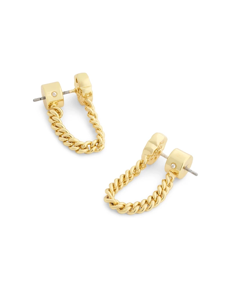 Coach Faux Stone Signature Tea Rose Front Back Earrings