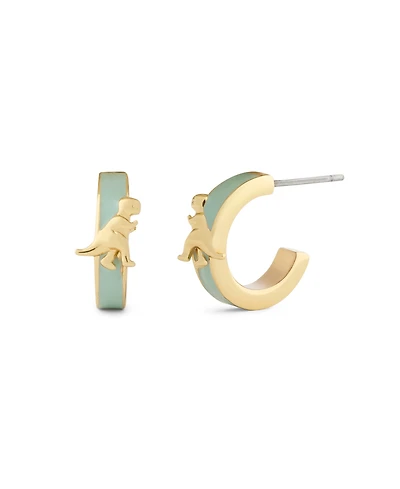 Coach Light Green Signature Rexy Enamel Huggie Earrings
