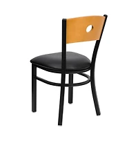 Emma+Oliver Wood Circle Back Metal Restaurant Dining Chair