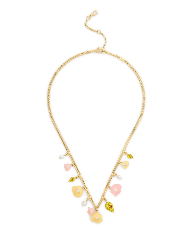 Coach Faux Stone Floral Statement Bib Necklace