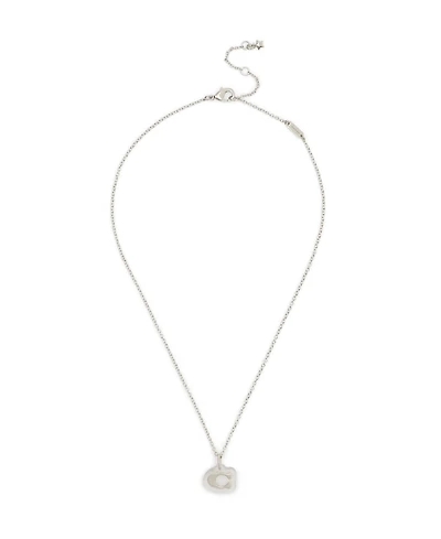 Coach Rhodium Signature C Lucite Pendant Necklace
