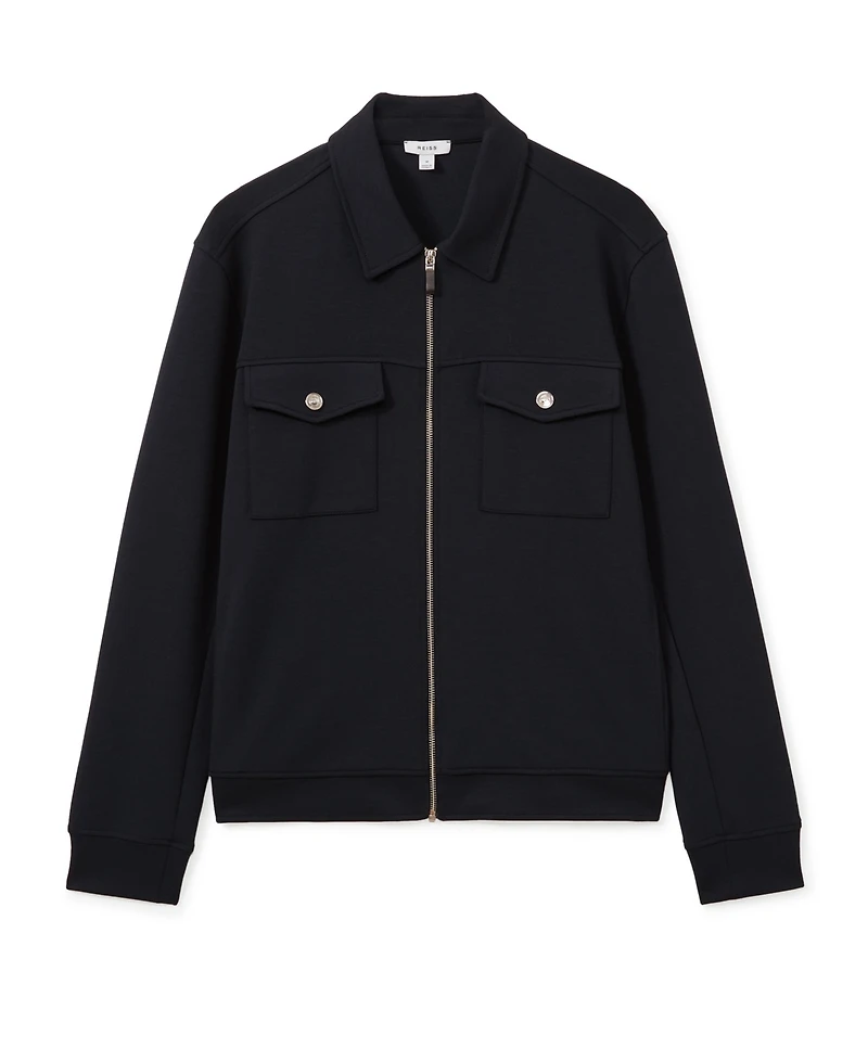 Reiss Men's Premium Interlock Zip-Through Overshirt
