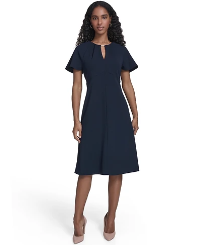 Tommy Hilfiger Women's Key-Hole Neck Midi Dress