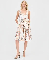 Anne Klein Petite Square Neck Printed Midi Dress