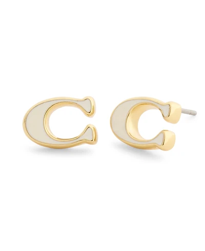 Coach Black Signature C Enamel Stud Earrings