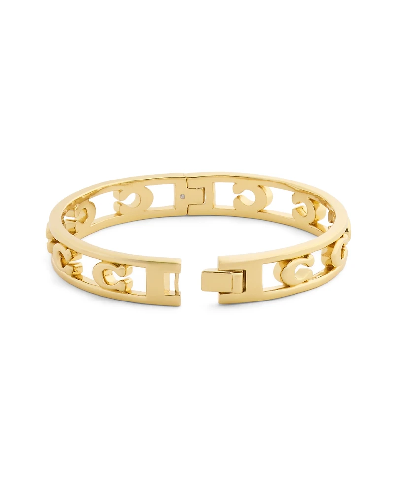 Coach Rhodium Signature C Openwork Bangle Bracelet