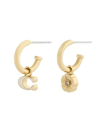 Coach Chalk Signature C Tea Rose Mismatch Earrings