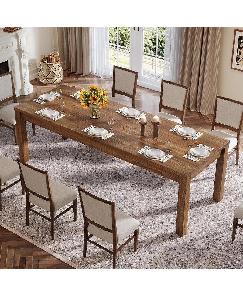 Tribesigns 78.7" Large Dining Table for 6 8 10, Solid Wood Rustic Kitchen Table, Modern Farmhouse Rectangular Dining Desk, Wood Brown
