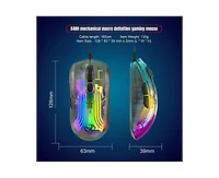 Risokeys Transparent Wired Gaming Mouse, 12800 Dpi Adjustable, Rgb Backlight, Ergonomic Lightweight Mouse for Gamers & Office Workers
