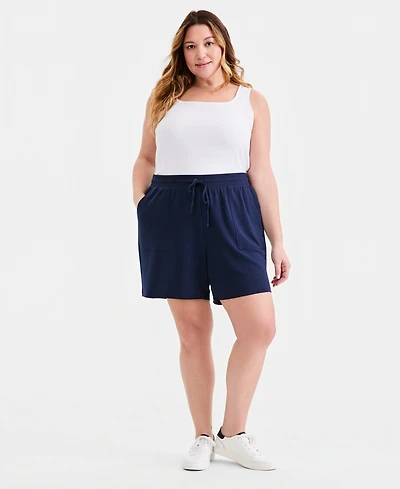Style & Co Plus Raw-Hem Lux Soft French Terry Shorts, Macy's Exclusive