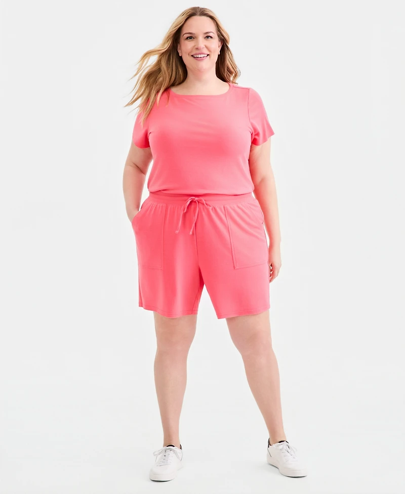 Style & Co Plus LuxLounge French Terry Pull-On Shorts, Macy's Exclusive