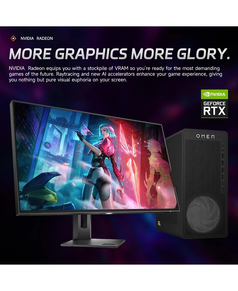 Hp Omen 16L TG03-0000m Gaming Tower Desktop Amd Ryzen 7 8700F 8GB Ram Nvidia GeForce Rtx 5060 512GB Ssd Storage Windows 11 Home - Black