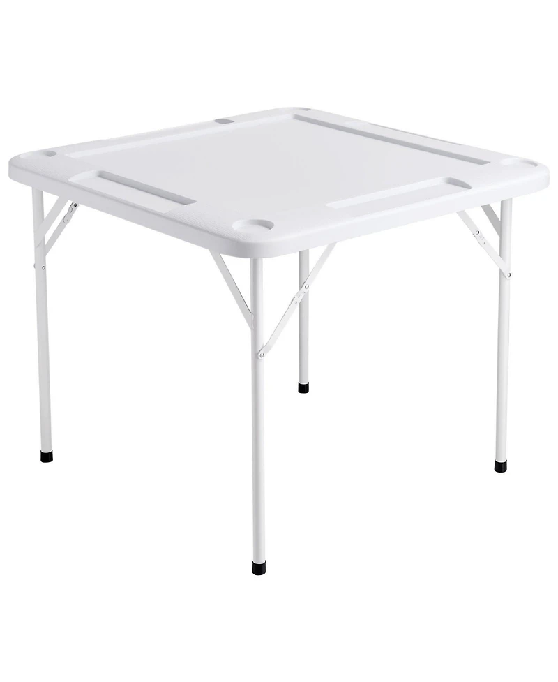 Sugift Folding Mahjong Domino Table with Green Top and Cup Holders