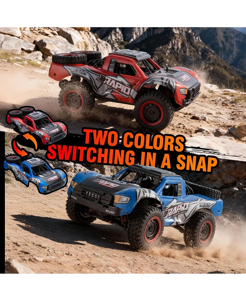 Sugift 1:14 High-Speed 4WD Rc Truck for Kids & Adults, 70km/h Off-Road Car with Dual Shells & Led Lights