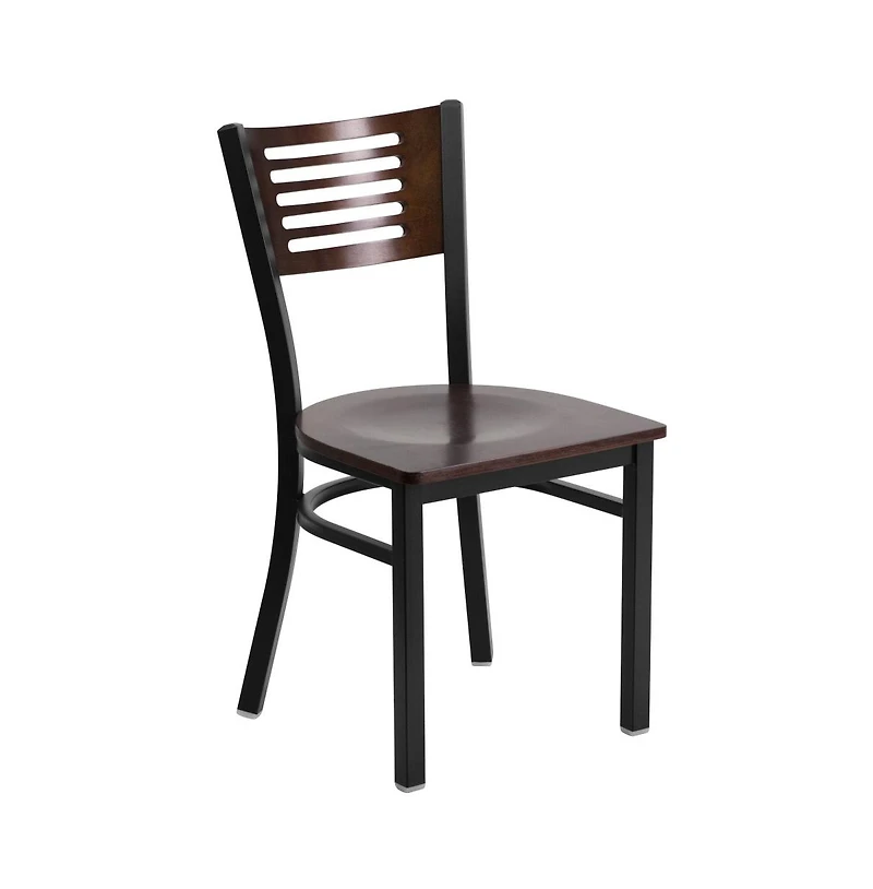 Emma+Oliver 2 Pack Decorative Slat Back Metal Restaurant Chair