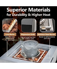 Sugift 28 Inch 50000 Btu Patio Square Propane Fire Pit with Pvc Cover