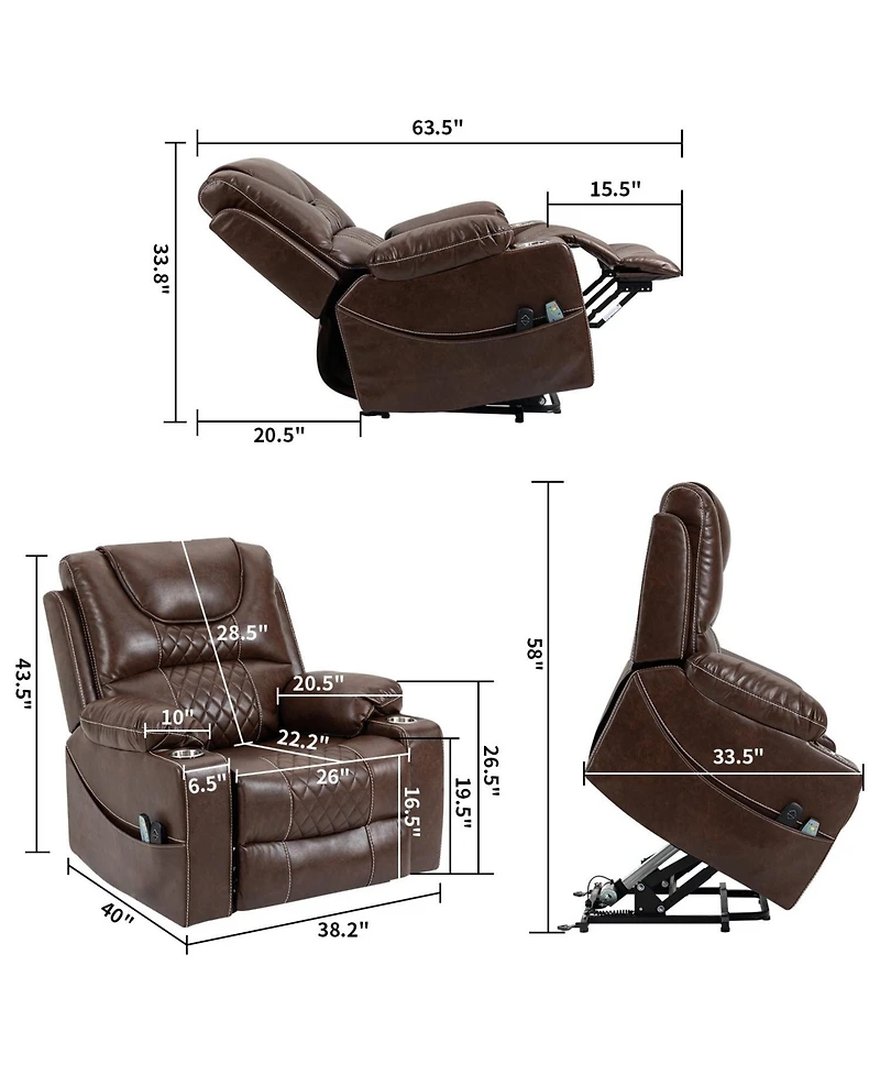 Boyel Living Velvet Recliner Chair with 2 Cup Holder, Lounge Power Lift Relax Sofa