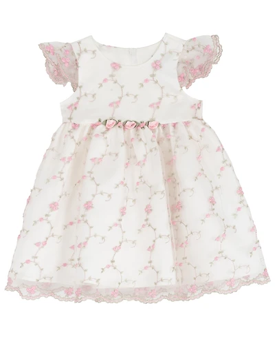 Rare Editions Girls' Toddler 2T-4T Round Neck Embroidery Dress