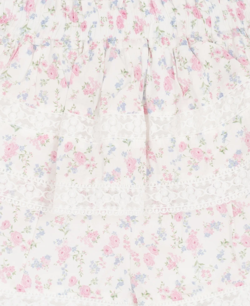 Rare Editions Girls' 2T-6X Crochet Short-Sleeve Cardigan, Cami Top and Skort, 3-Piece Set