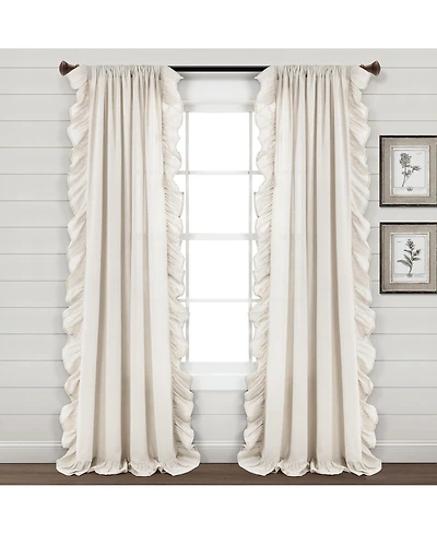 Lush Decor Linen Ruffle Window Curtain Panel Single Off White 54X95+5