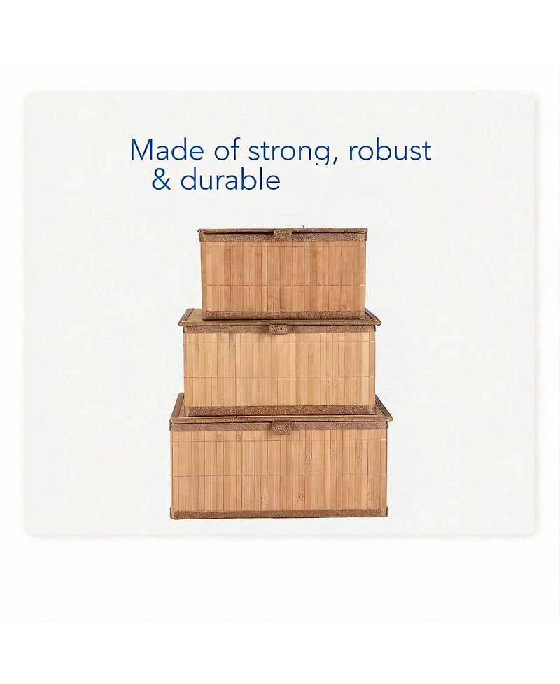 Yigii Bamboo Decorative Storage Bins Set of 3