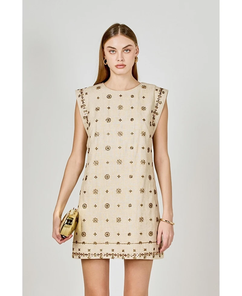 endless rose Women's Beaded Mini Dress