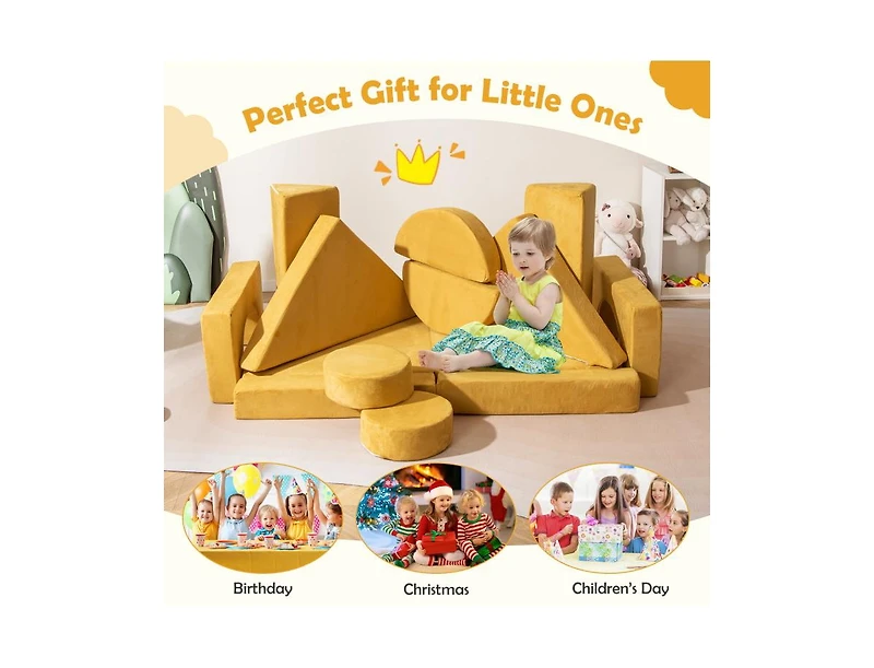 Slickblue Kids 14-Piece Modular Play Couch Set for Playroom or Bedroom
