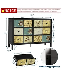 Gaomon 6 Drawers Dresser for Bedroom, Wooden Farmhouse Dresser with Metal Handle