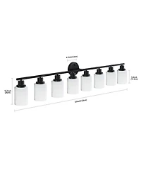 Busdays 52" Modern 8 Light Vanity Light, Frosted White Glass & Black Iron Frame for Bathroom, Bedroom, Dressing Room (Bulbs Not Included)