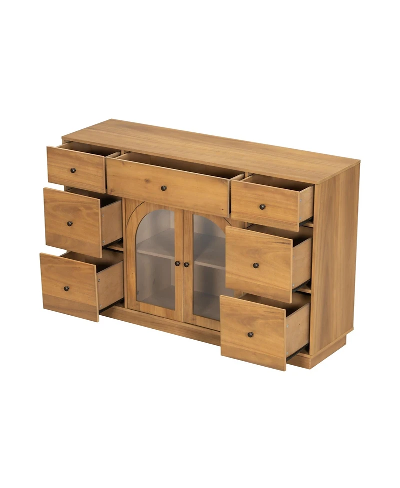 Boyel Living Large Storage Cabinet with 2 Doors and 7 Drawers for Living and Dining Room