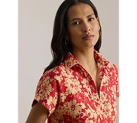Lauren Ralph Women's Floral Print Collared Shirt