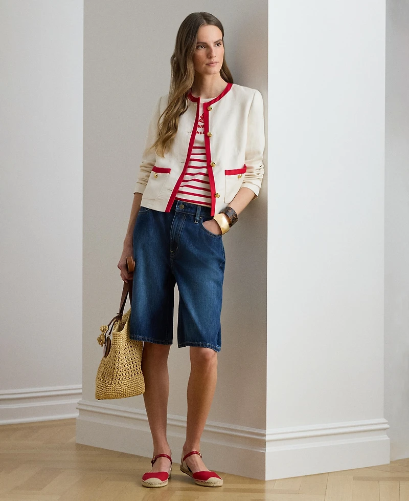 Lauren Ralph Women's Two-Tone Crewneck Twill Blazer