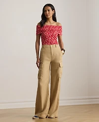 Lauren Ralph Women's Floral Print Off-The-Shoulder Top