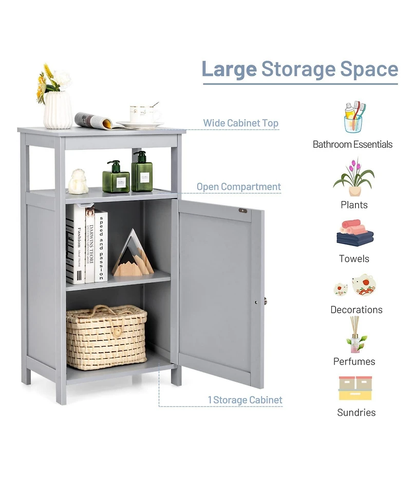Volenca Wood Bathroom Floor Storage Cabinet with Multi-Function Organizer Rack