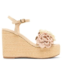Madden Girl Women's Shore Raffia Flower Platform Wedge Sandals