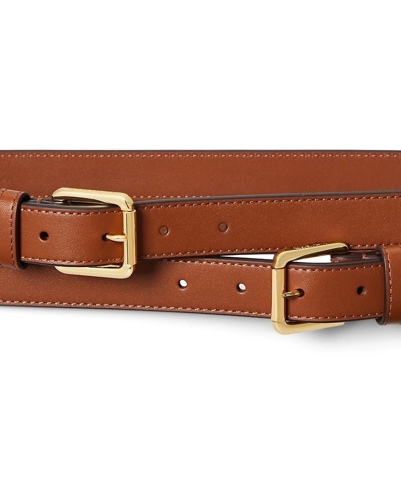Lauren Ralph Double-Buckle Stacked Wide Belt