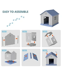 Decksplore 31 inch pointed dog house All Weather Insulated Shelter for Medium Dogs with Waterproof Design