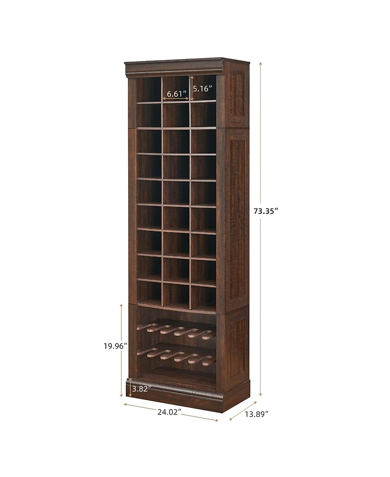 Homfan 10-Tier Freestanding Shoe Cabinet, 27 Cubbies and Tall Boots Storage, for Entryway, Hallway