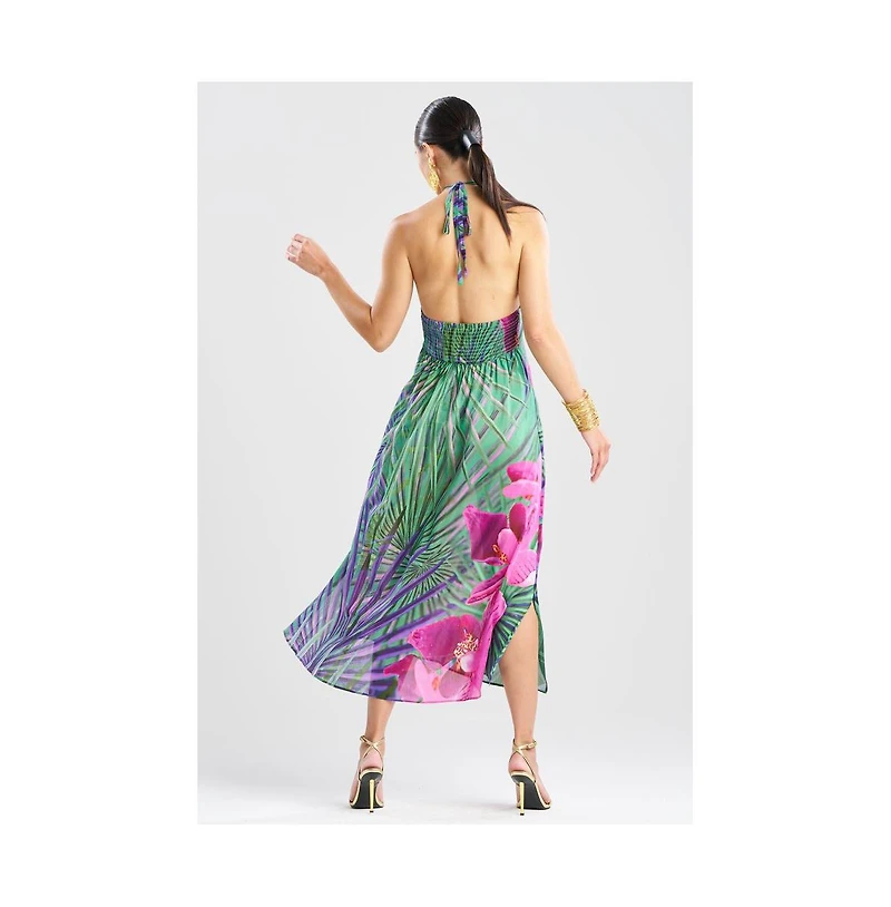 Natori Women's Orchid - Silk Cotton Voile Halter Dress