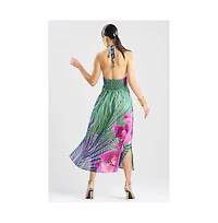 Natori Women's Orchid - Silk Cotton Voile Halter Dress