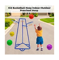 Bruce & Shark 4-Hoop Kids Basketball Set, Multi-Height Fixed Hoops for Family Group Play