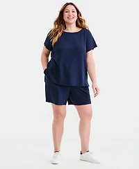 Style & Co Plus Lux Soft French Terry Raw-Hem Top, Macy's Exclusive