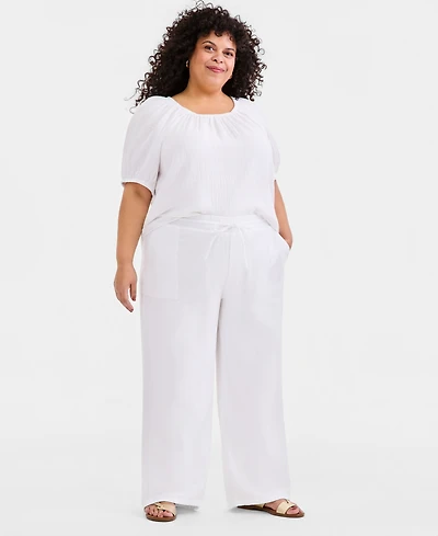 Style & Co Plus Cotton Gauze Wide-Leg Pants, Macy's Exclusive