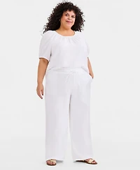 Style & Co Plus Cotton Gauze Wide-Leg Pants, Macy's Exclusive